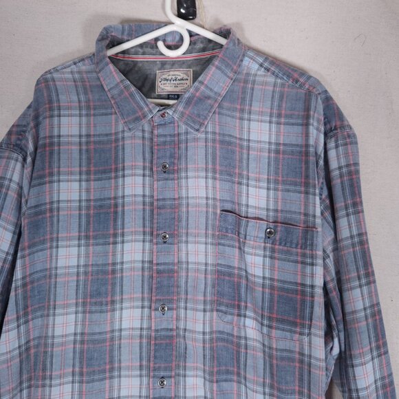Flag & Anthem Westley Button Shirt Mens 4XLB Plaid Soft Blue Coral Vintage Fit - Picture 8 of 12